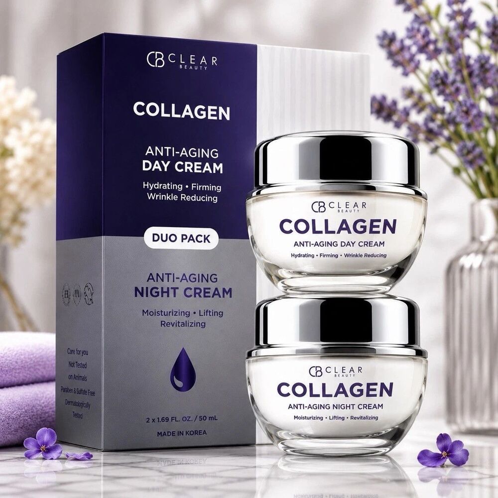 Clear Beauty Collagen Day & Night Cream Anti Aging - Duo Pack - 2x50ml
